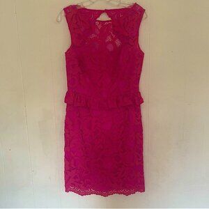 Lily Pulitzer Kiri peplum lace dress bright pink summer preppy hot size 6